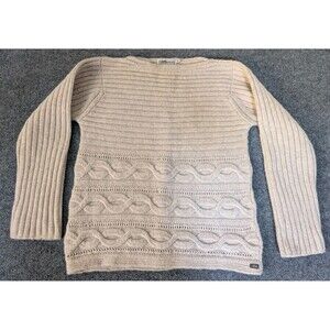 Fisherman Out Of Ireland SHE Sweater Cable Knit Horizontal Women's Sz XL Cream